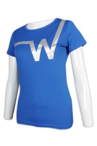 T976 訂製女裝修身T恤 燙銀 健身T恤生產商    深藍色   年度 季度 預算 物資用品  好看 t 恤   不透白t    顯 瘦 t shirt